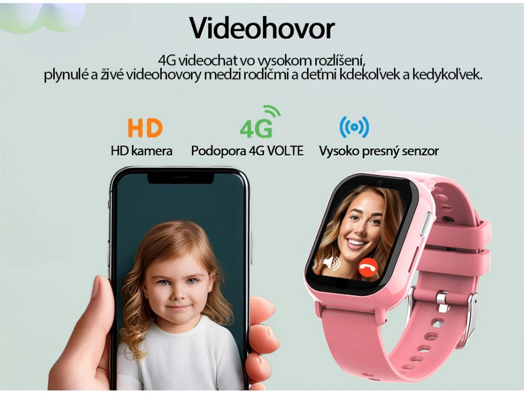 Detské smart hodinky Carneo GUARDKID+ 4G Tiny - ružové