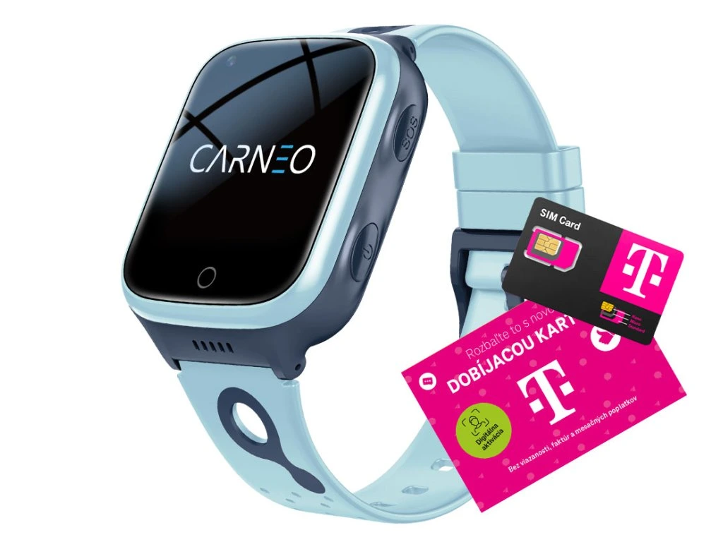 Smart hodinky Carneo GUARDKID+ 4G Platinum - modré