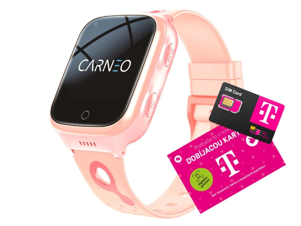 Smart hodinky Carneo GUARDKID+ 4G Platinum - rúžové