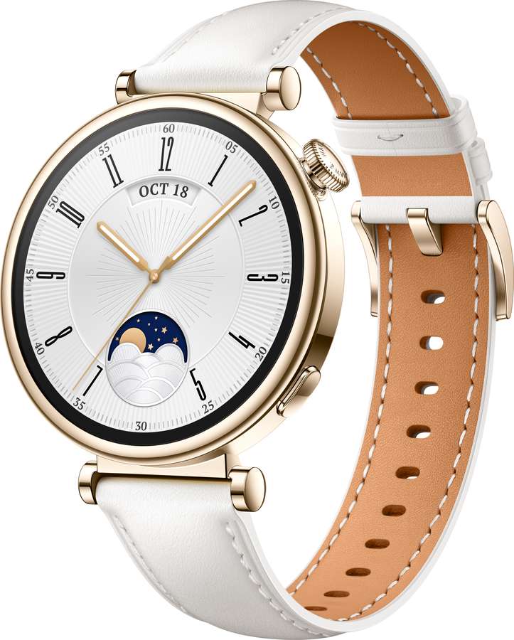 55020BJB HUAWEI WATCH GT4 41 mm Gold/White leather strap Aurora-B19L
